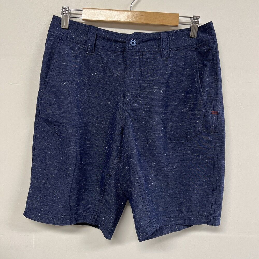 Toad & Co Mission Ridge Shorts Men 31 Blue Speckled Chino Hiking Nylon Blend